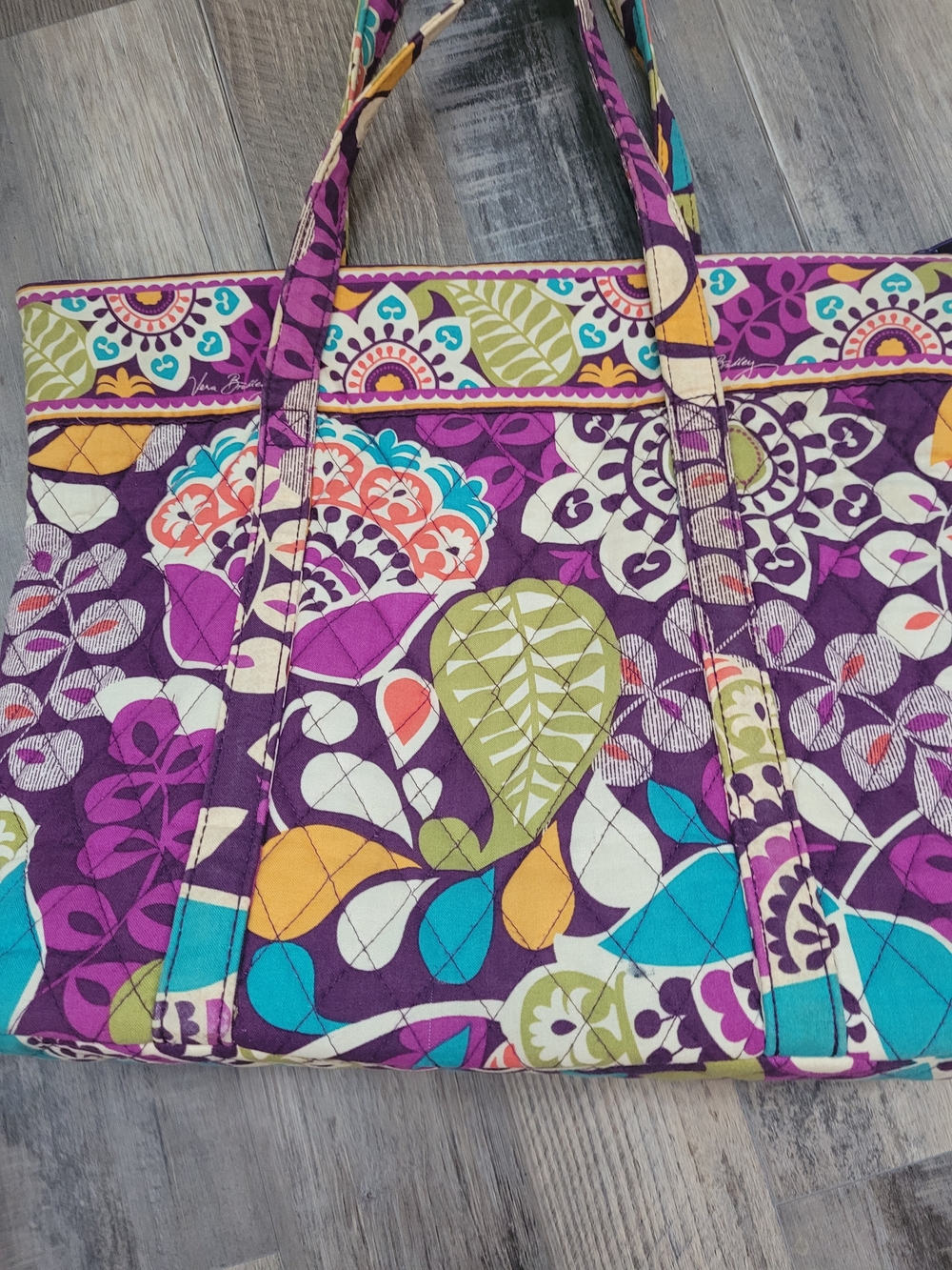 Vera Bradley Plum Crazy Toggle Tote Travel Shoulder Bag